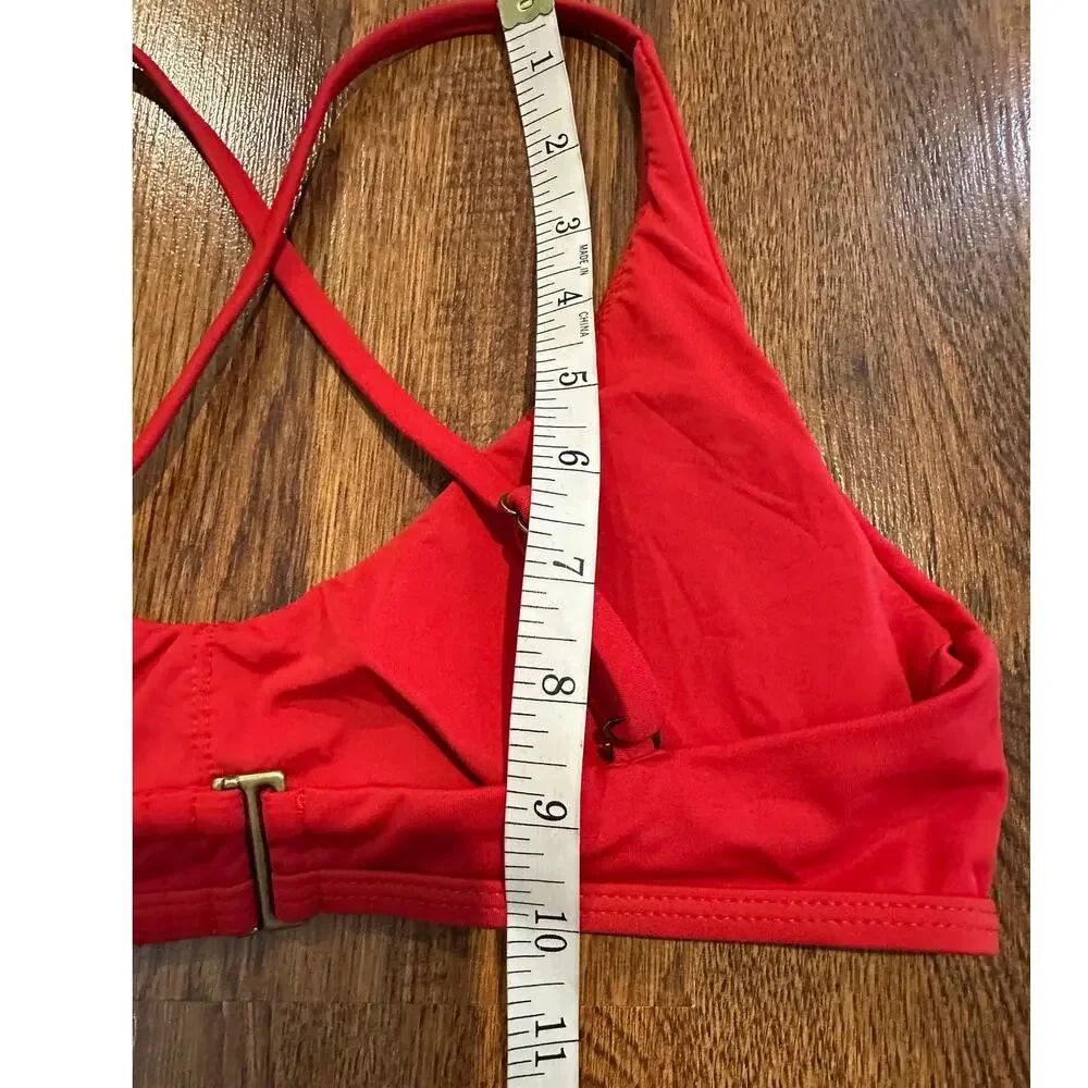 Andie Valencia Bikini Top Women’s Small Red NWT Swim Top Supportive Minimalist - Picture 9 of 9
